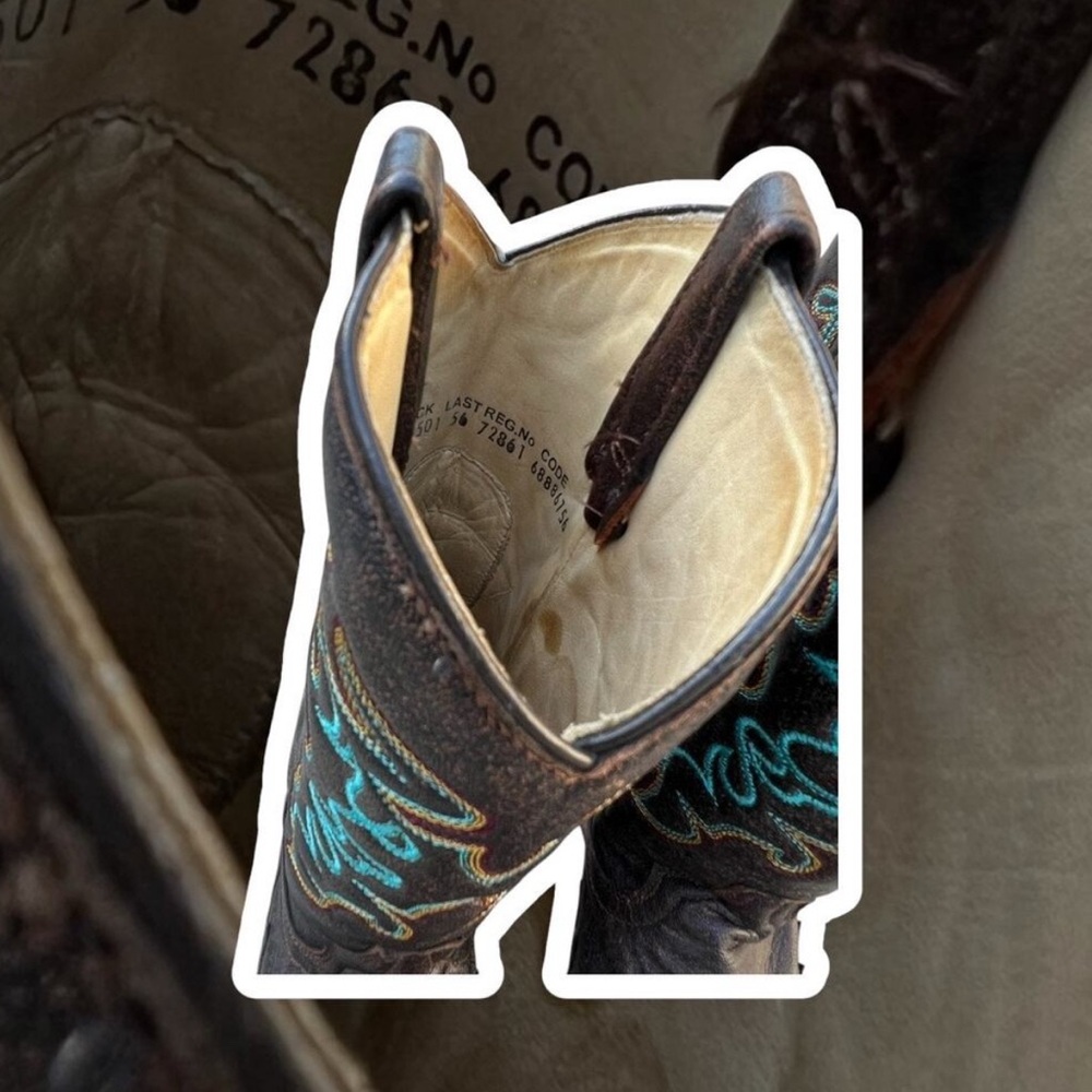Brown and Turquoise Cowboy Boots - Picture 8 of 11